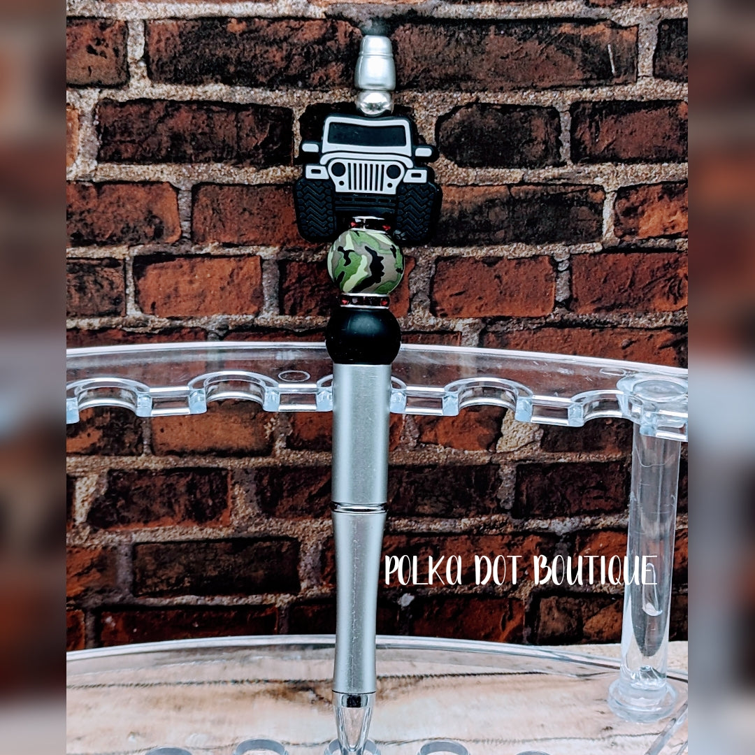 Jeep : Grey Silicone Beaded Pen