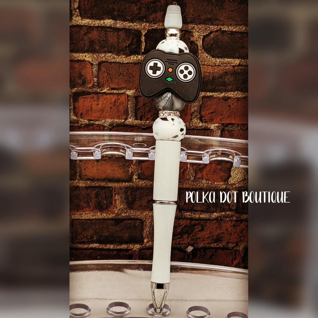Gamer Black Silicone Beaded Pen