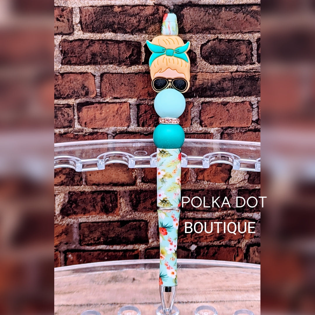 Mom Bun :Blonde Silicone Beaded Pen