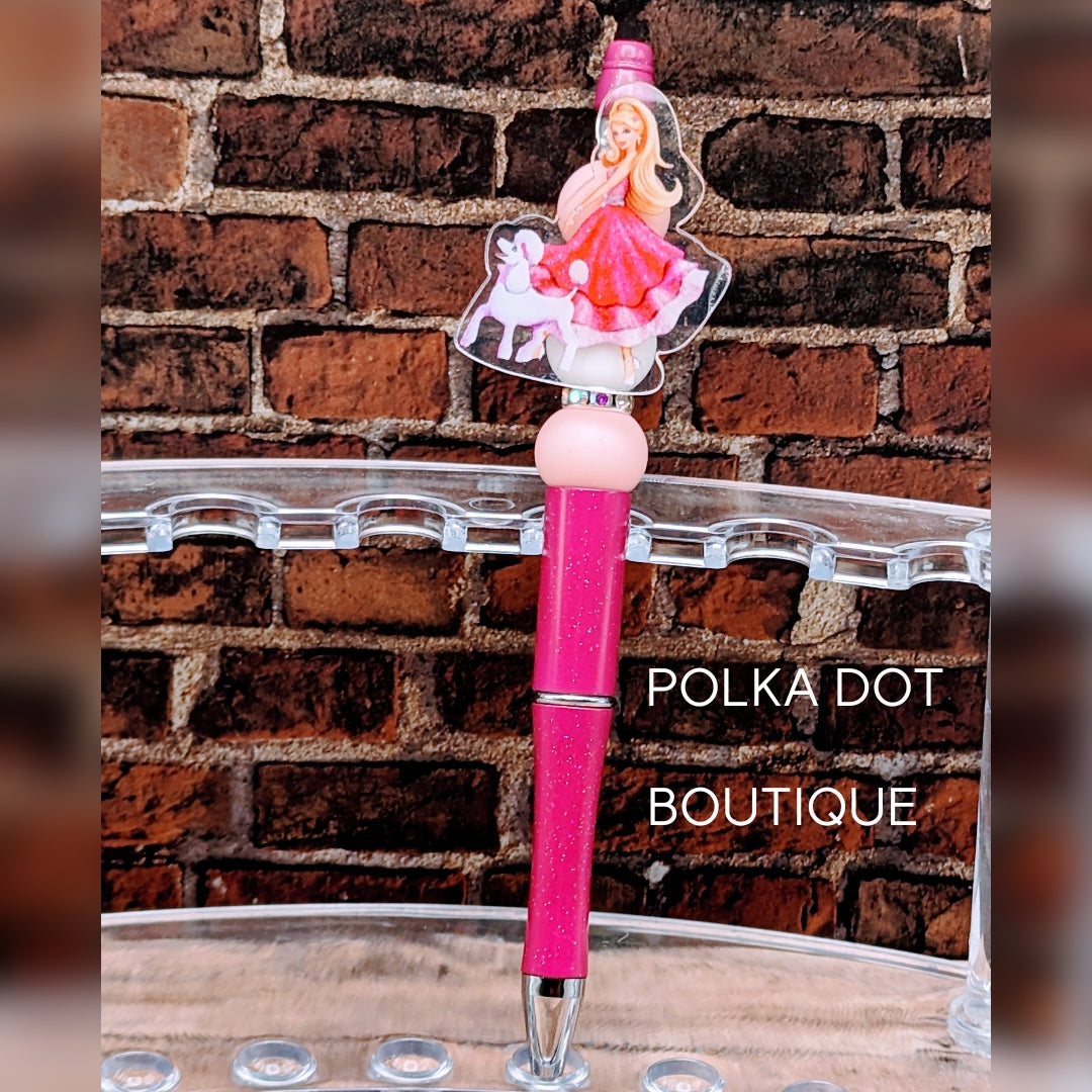 Barbie Silicone Beaded Pen