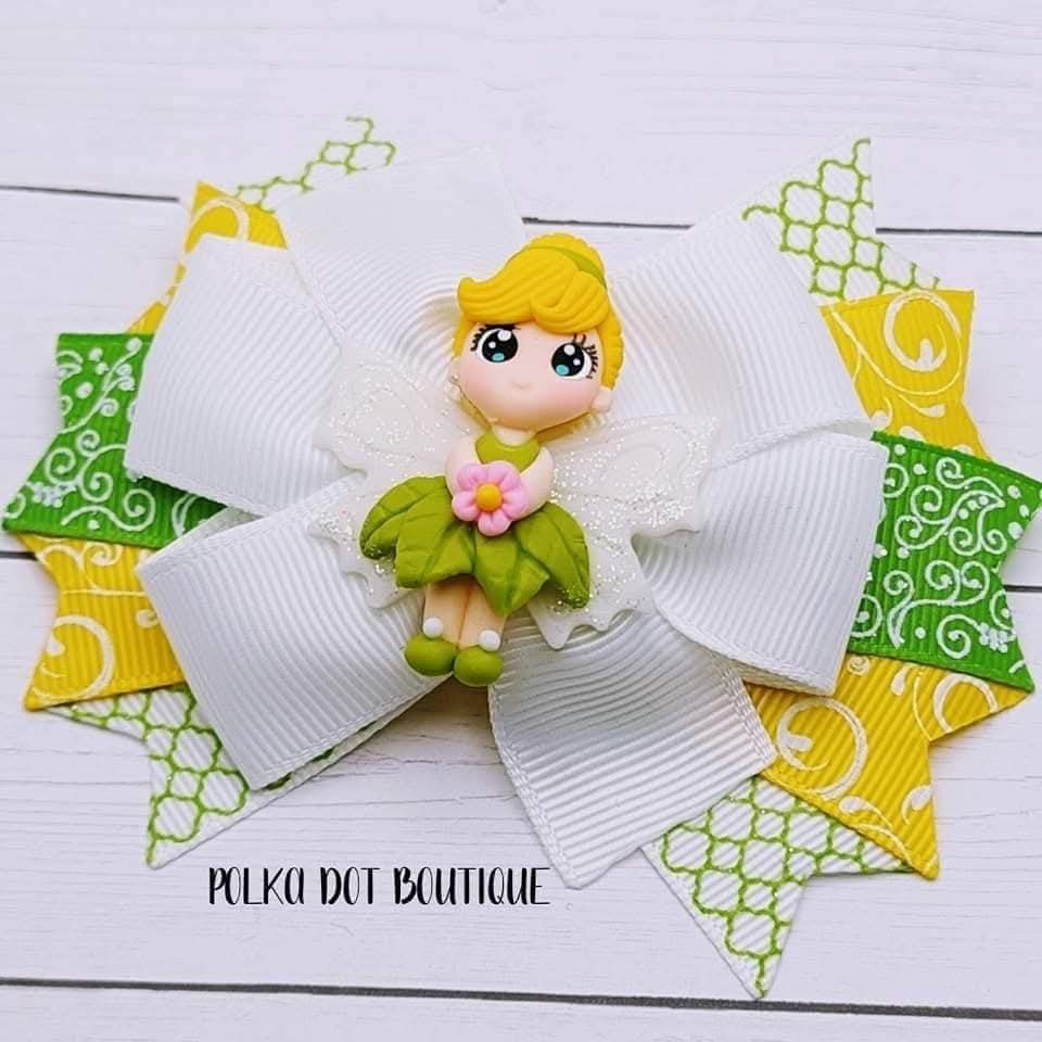 Tinkerbell Clay Center Pinwheel Bow