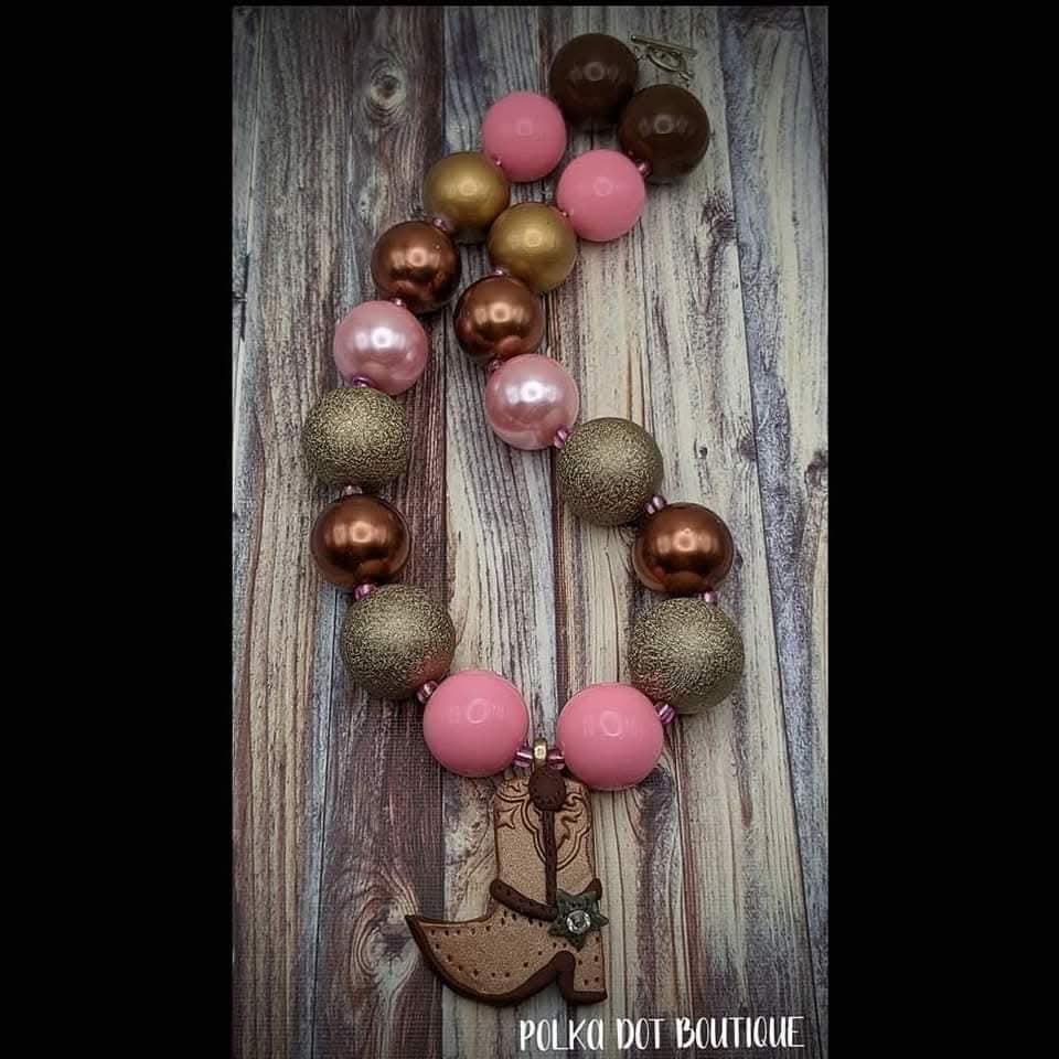 Cowboy Boot Clay Chunky Necklace