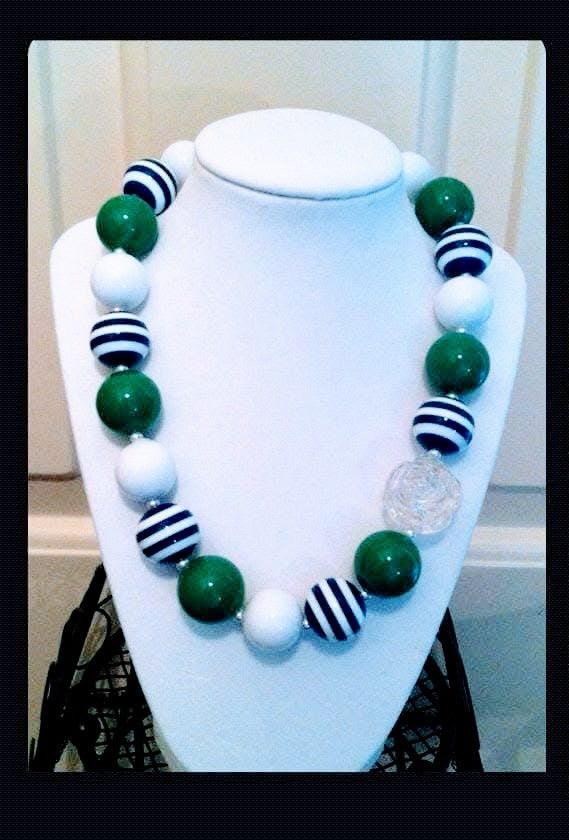 Navy and Green Chunky Necklace