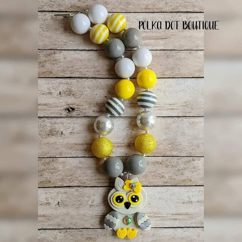 Owl Clay Chunky Necklace