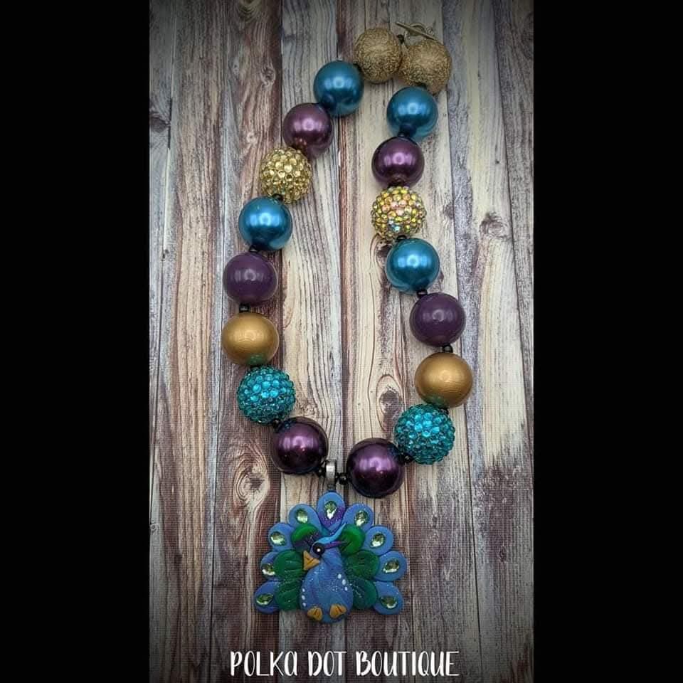 Peacock Clay Chunky Necklace
