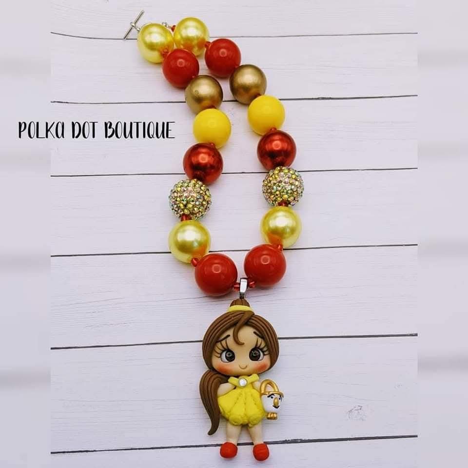 Belle Princess Clay Chunky Necklace