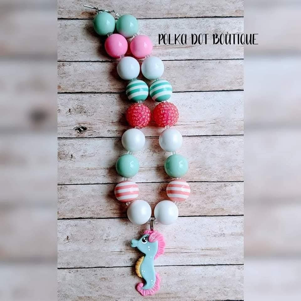Sea Horse Clay Chunky Necklace
