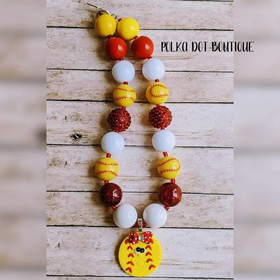 Softball Clay Chunky Necklace