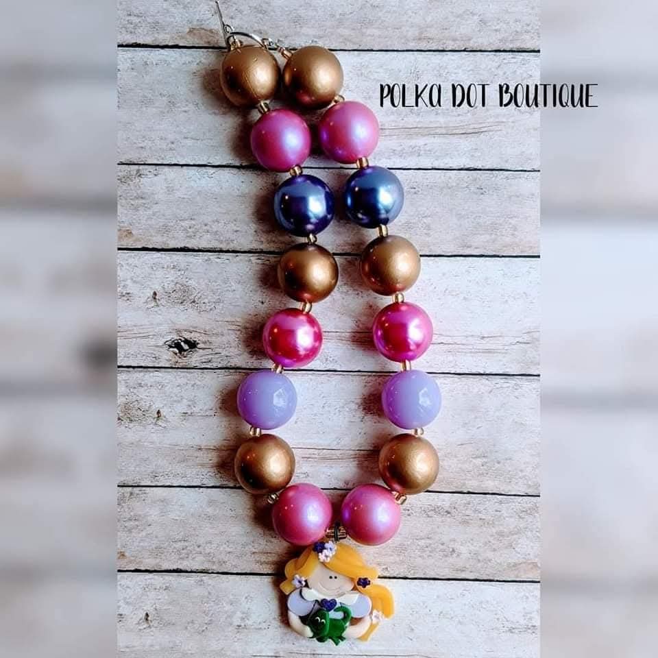 Rapunzel Princess Clay Chunky Necklace