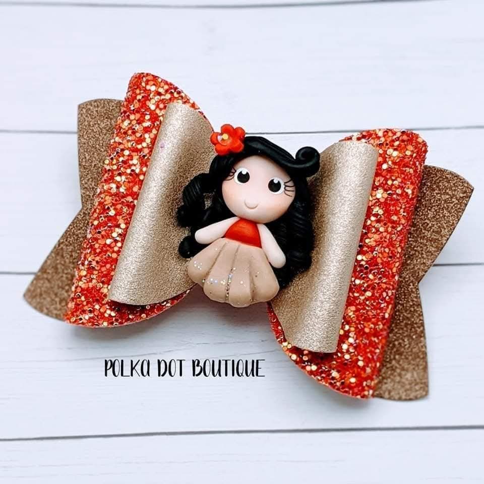 Moana Princess Clay Faux Leather Bow