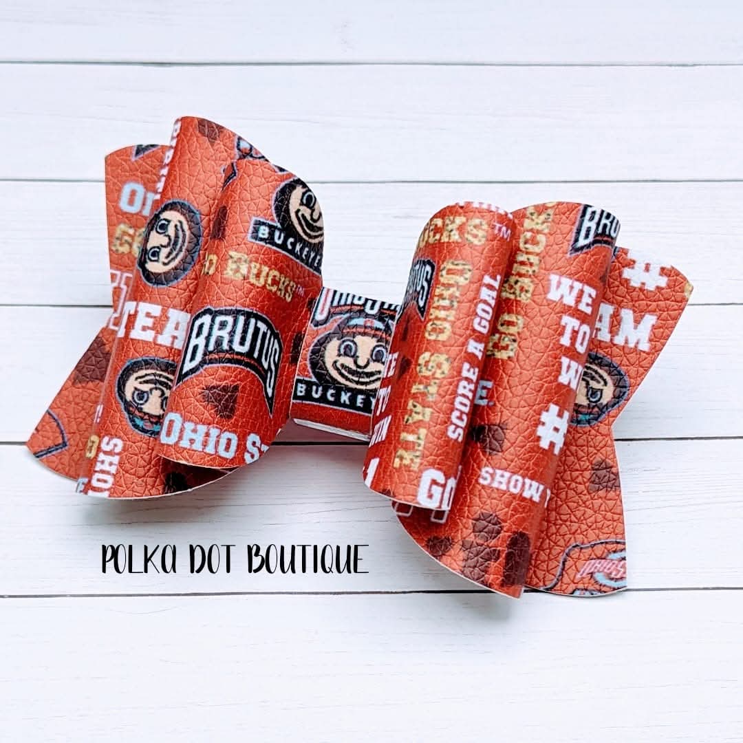 Ohio State Faux Leather Bow