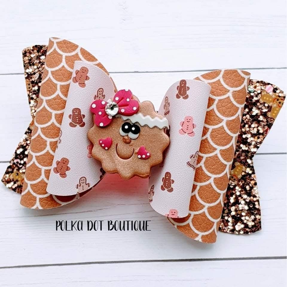 Snowman Glitter Faux Leather Bow