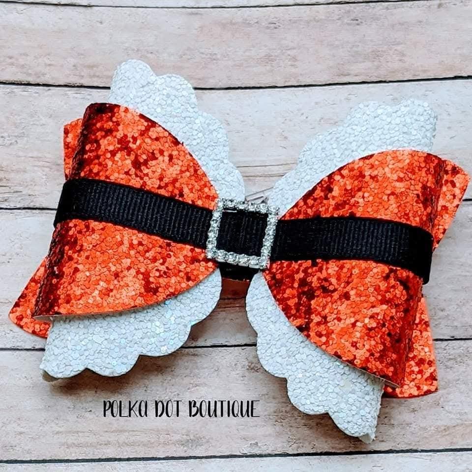 Santa Glitter Faux Leather Bow