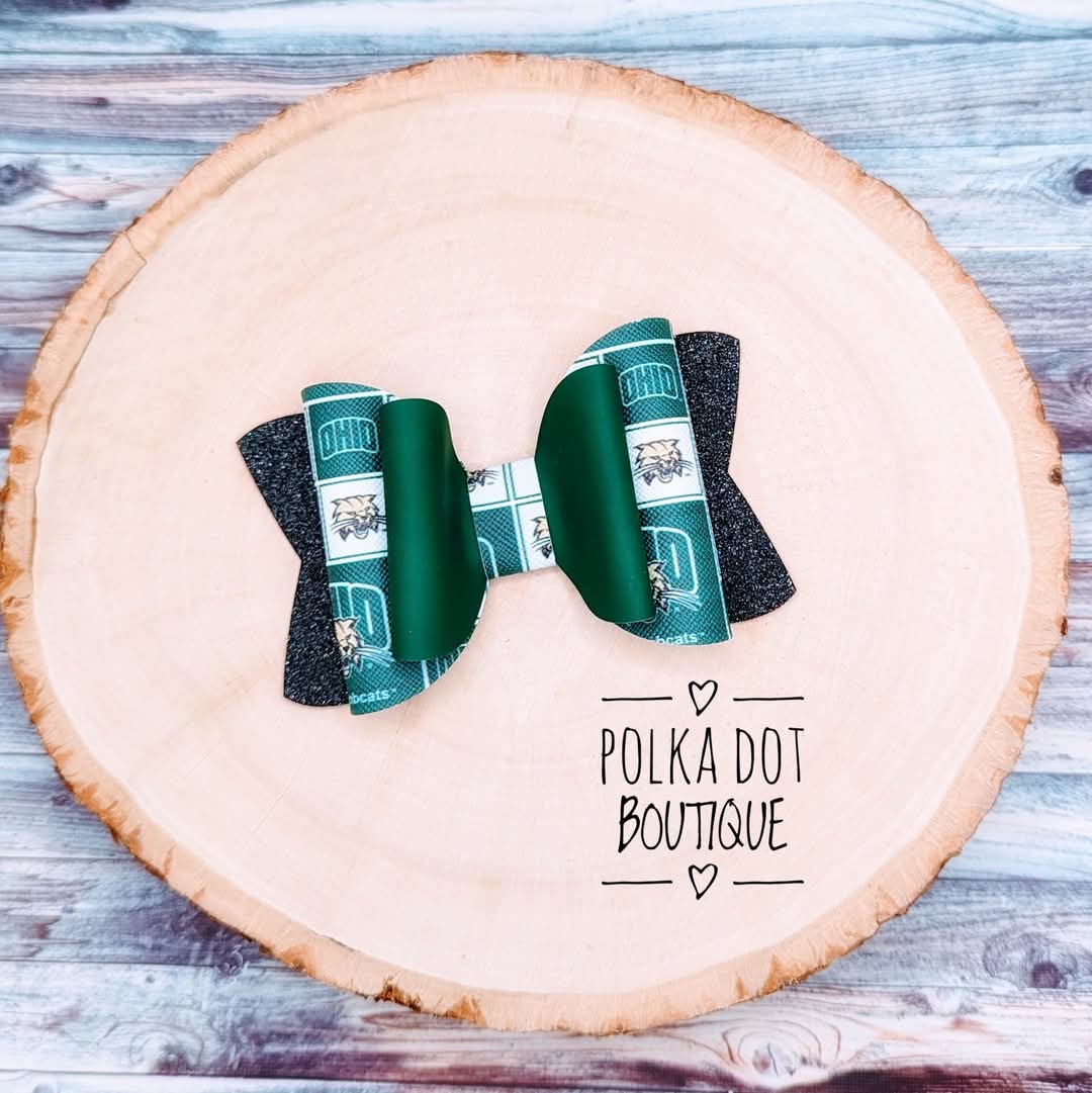 Ohio University Glitter Faux Leather Bow