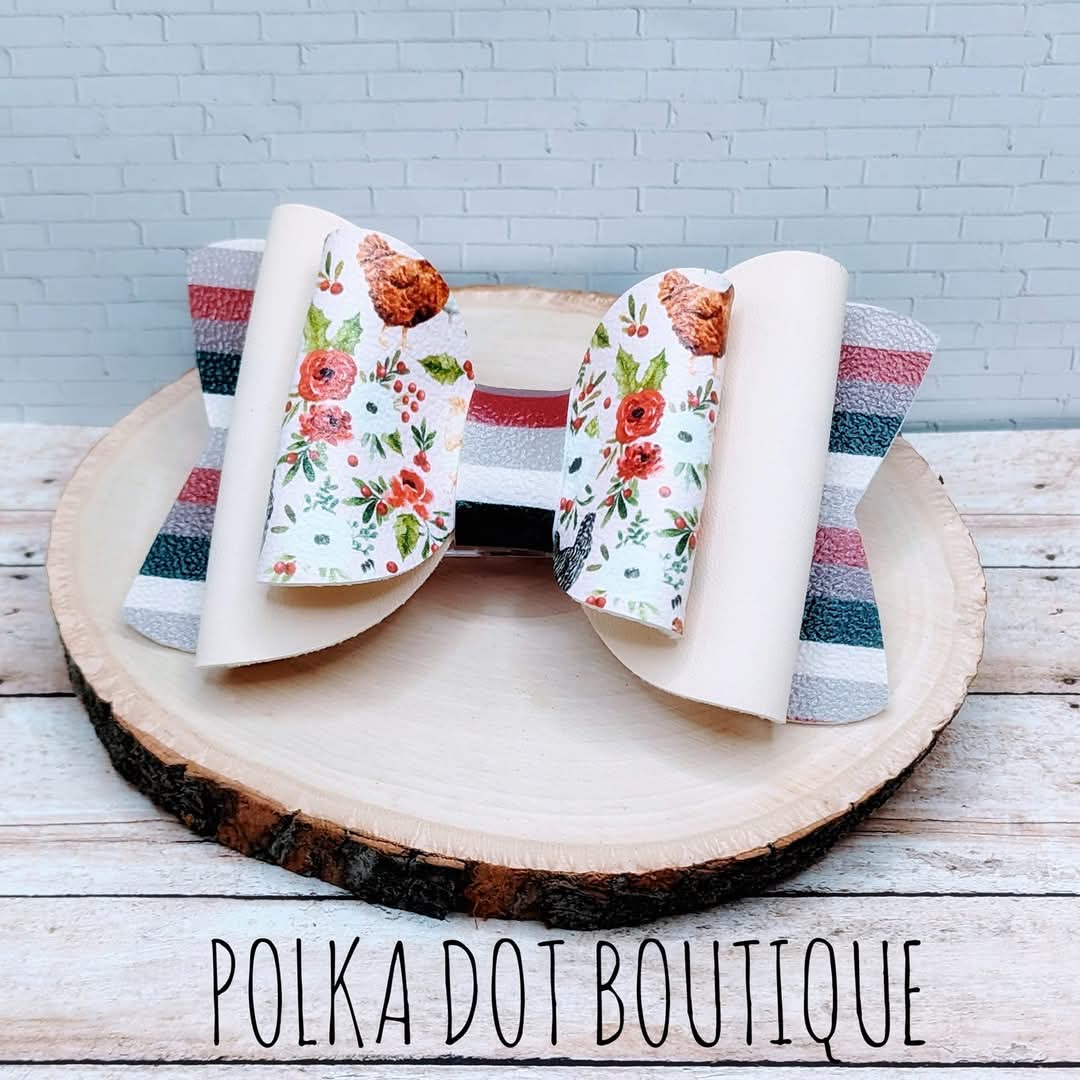 Chicken Faux Leather Bow