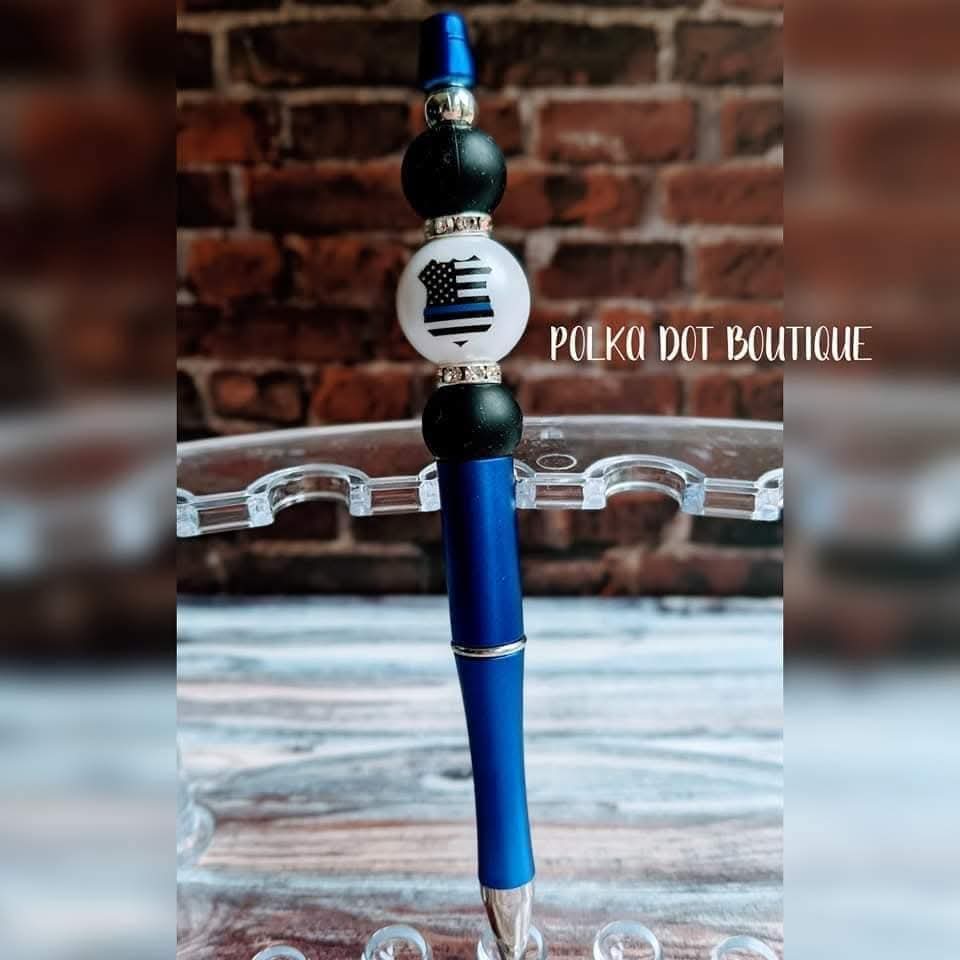Back the Blue Silicone Beaded Pen