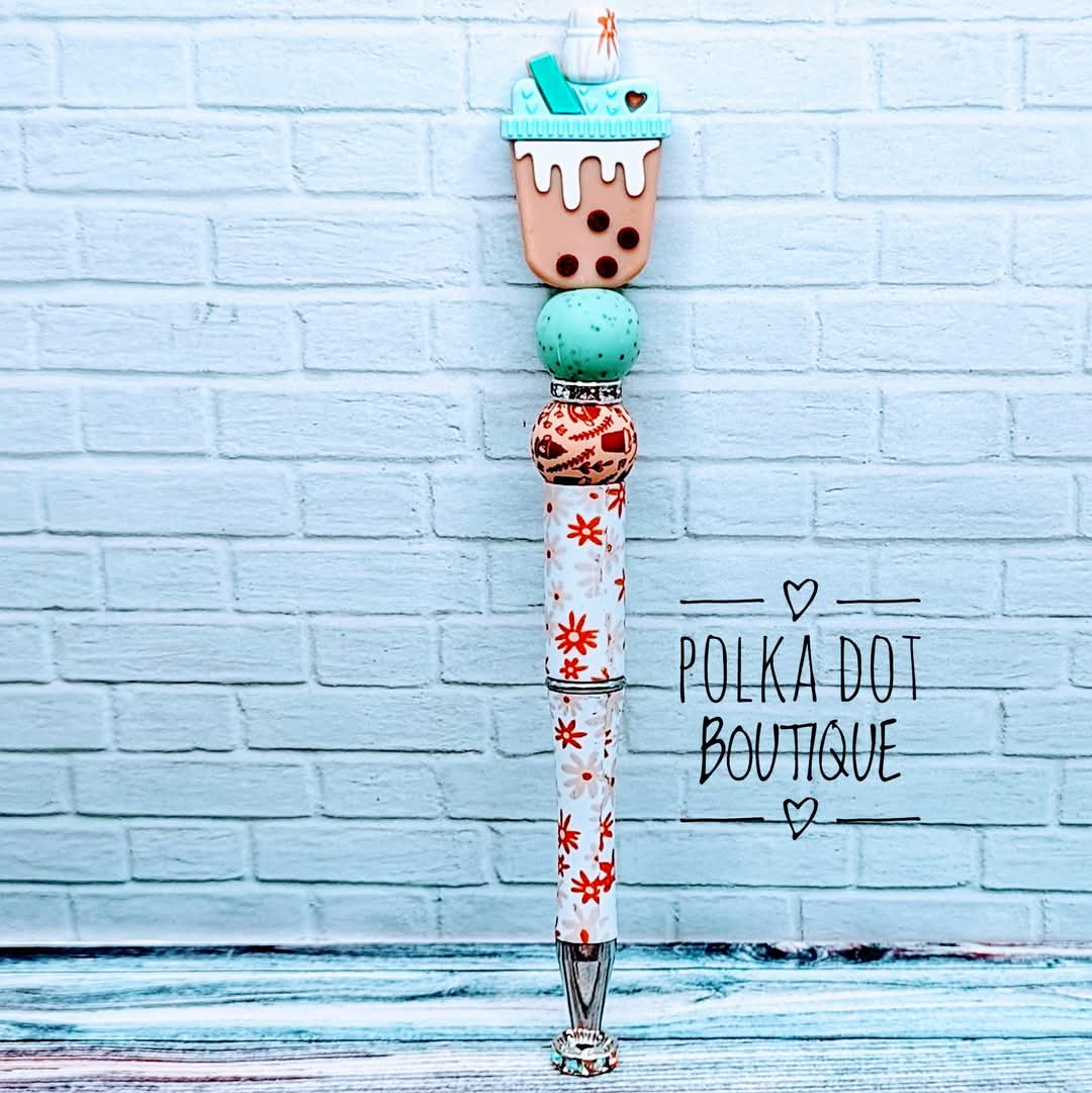 Boba : Brown Silicone Beaded Pen
