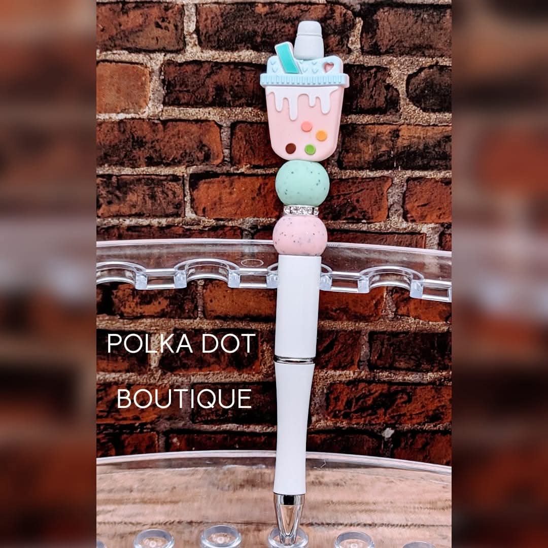 Boba : Pink Silicone Beaded Pen