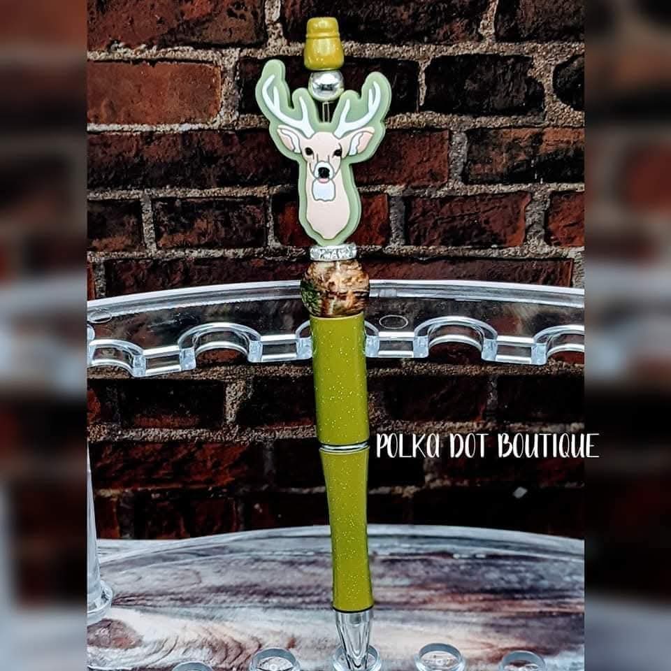 Deer Green Camo Silicone Beaded Pen