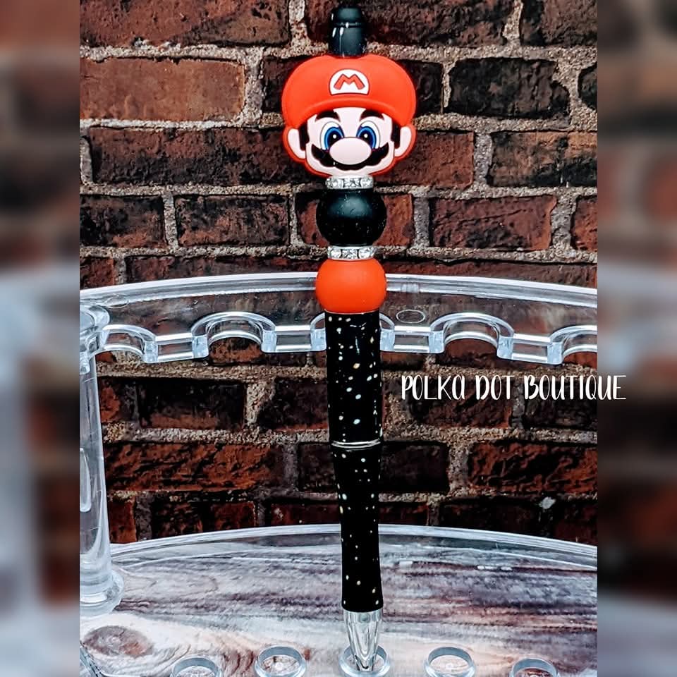 Mario (red hat) Silicone Beaded Pen