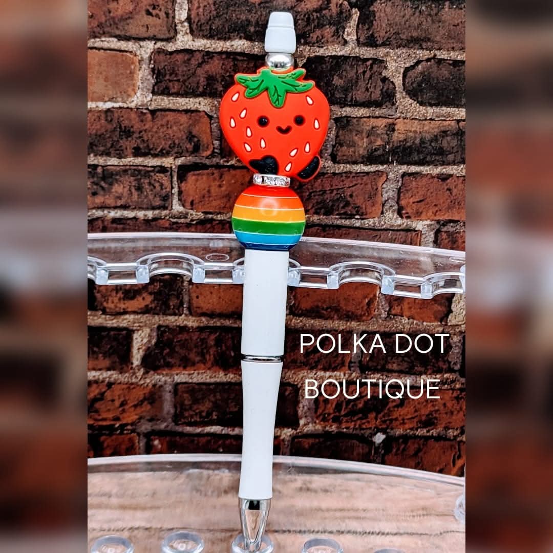 Strawberry Silicone Beaded Pen