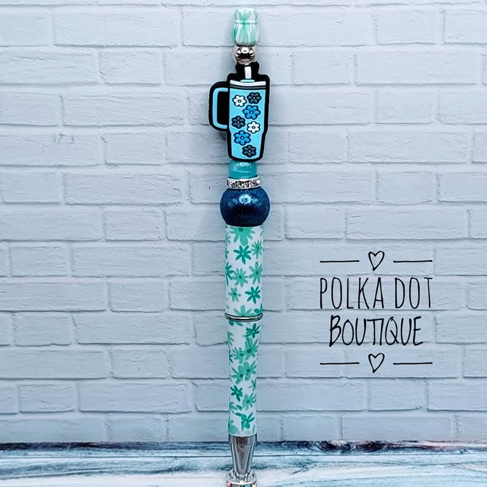 Tumbler : Blue Silicone Beaded Pen