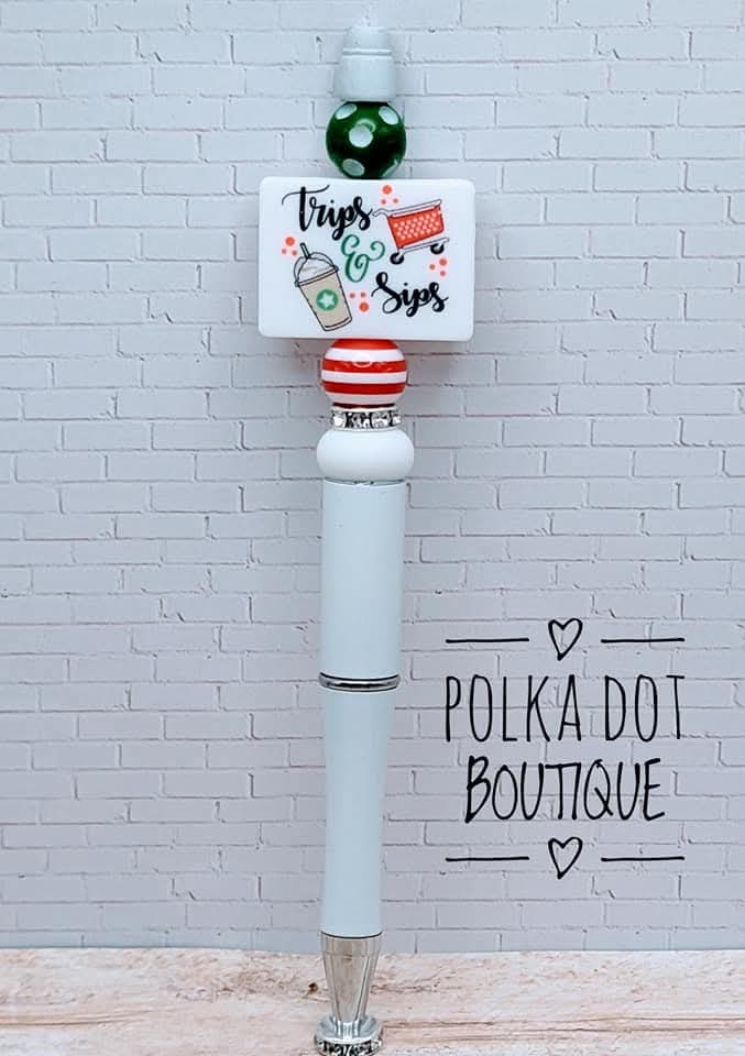 Coffee: Trips and Sips Silicone Beaded Pen