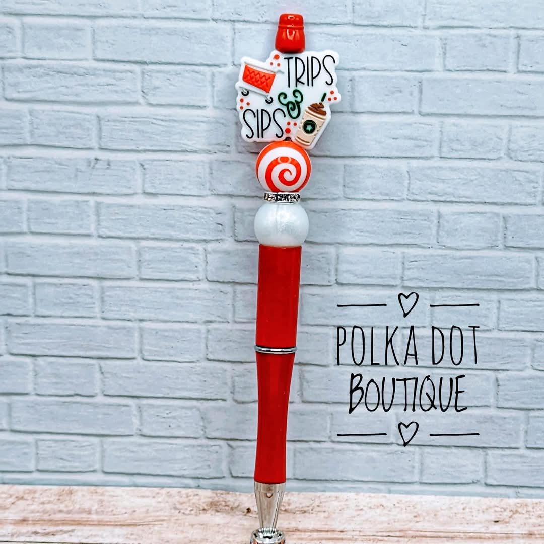 Coffee: Trips and Sips Silicone Beaded Pen