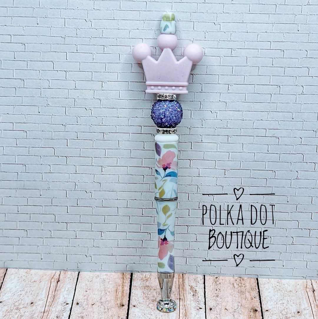 Crown : Purple Silicone Beaded Pen