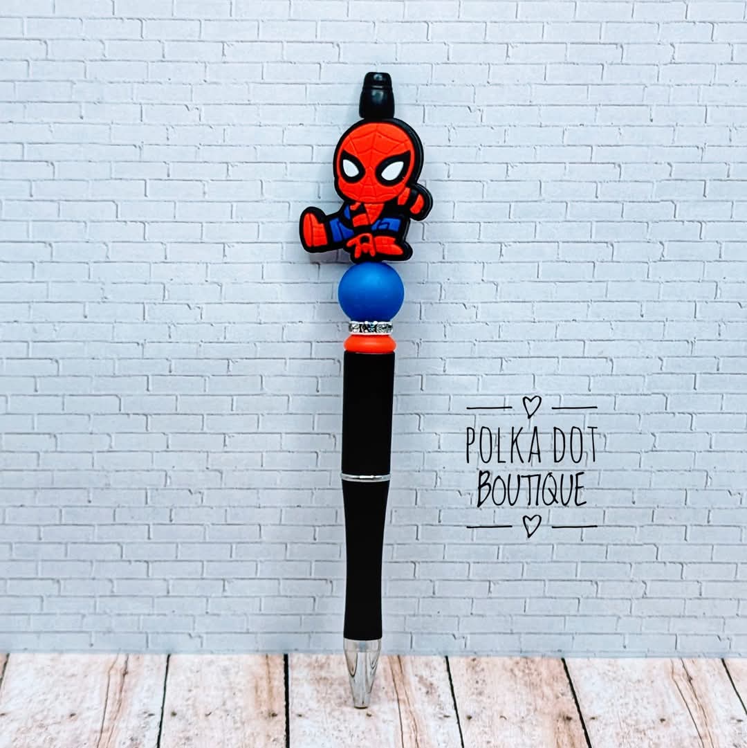 Superhero: Spiderman Silicone Beaded Pen
