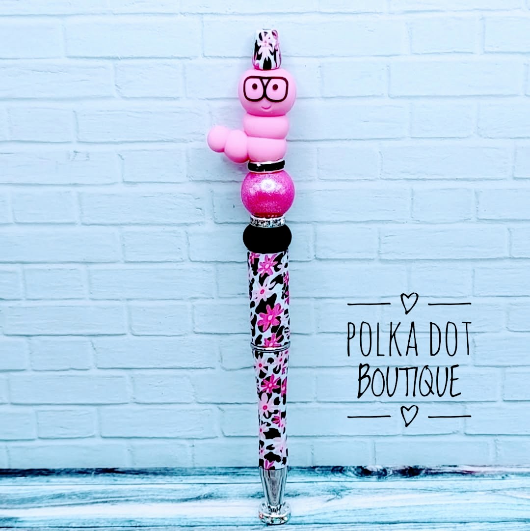 Worm : Pink Silicone Beaded Pen