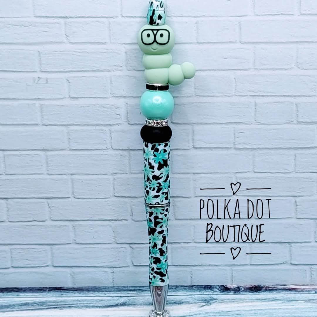 Worm : Green Silicone Beaded Pen