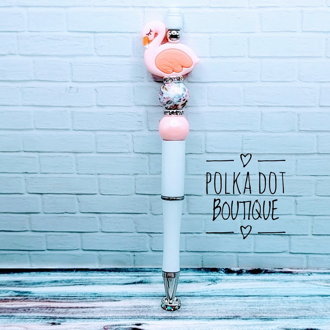 Flamingo Silicone Beaded Pen