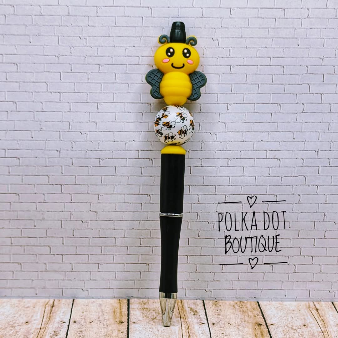 Bumble Bee Silicone Beaded Pen