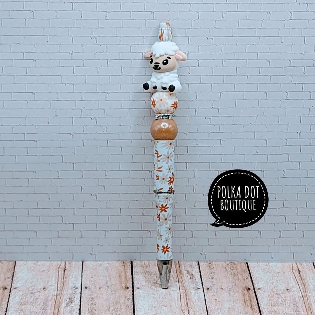 Lamb Silicone Beaded Pen