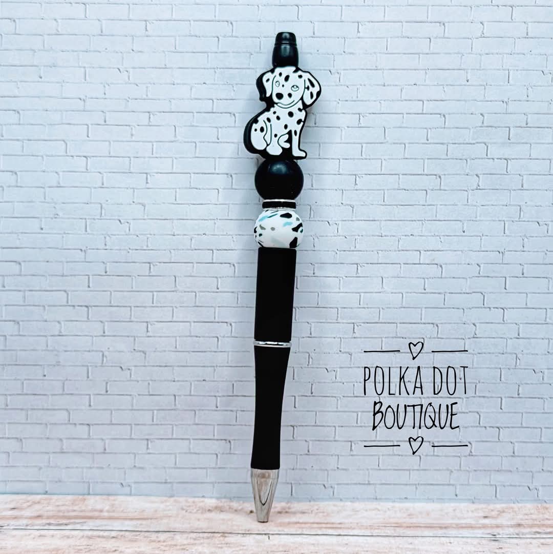 Dog : Dalmatian Silicone Beaded Pen