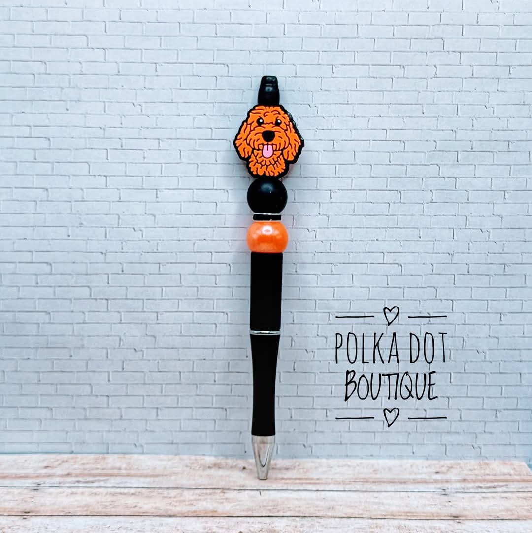 Dog : Labradoodle Silicone Beaded Pen