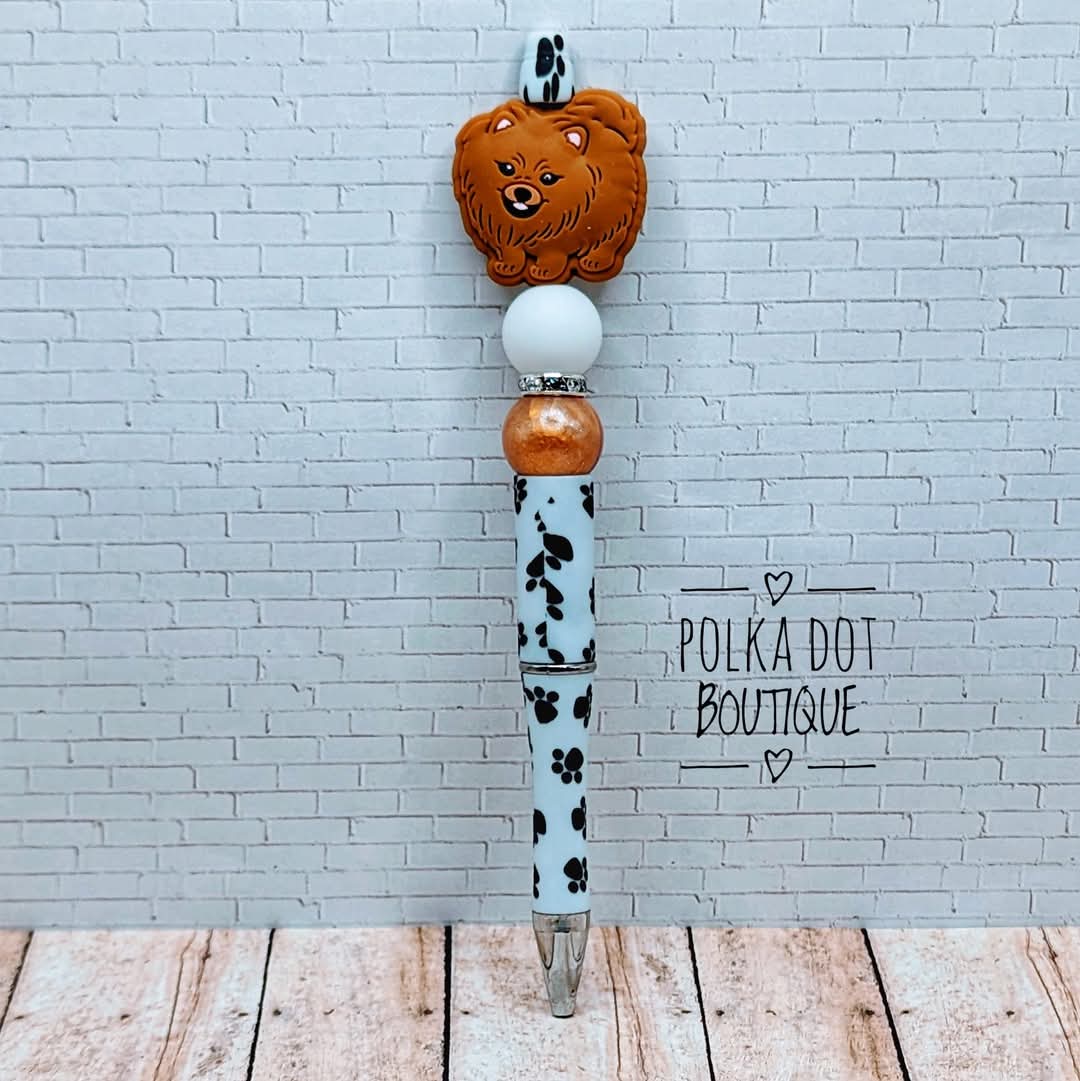 Dog : Pomeranian Silicone Beaded Pen