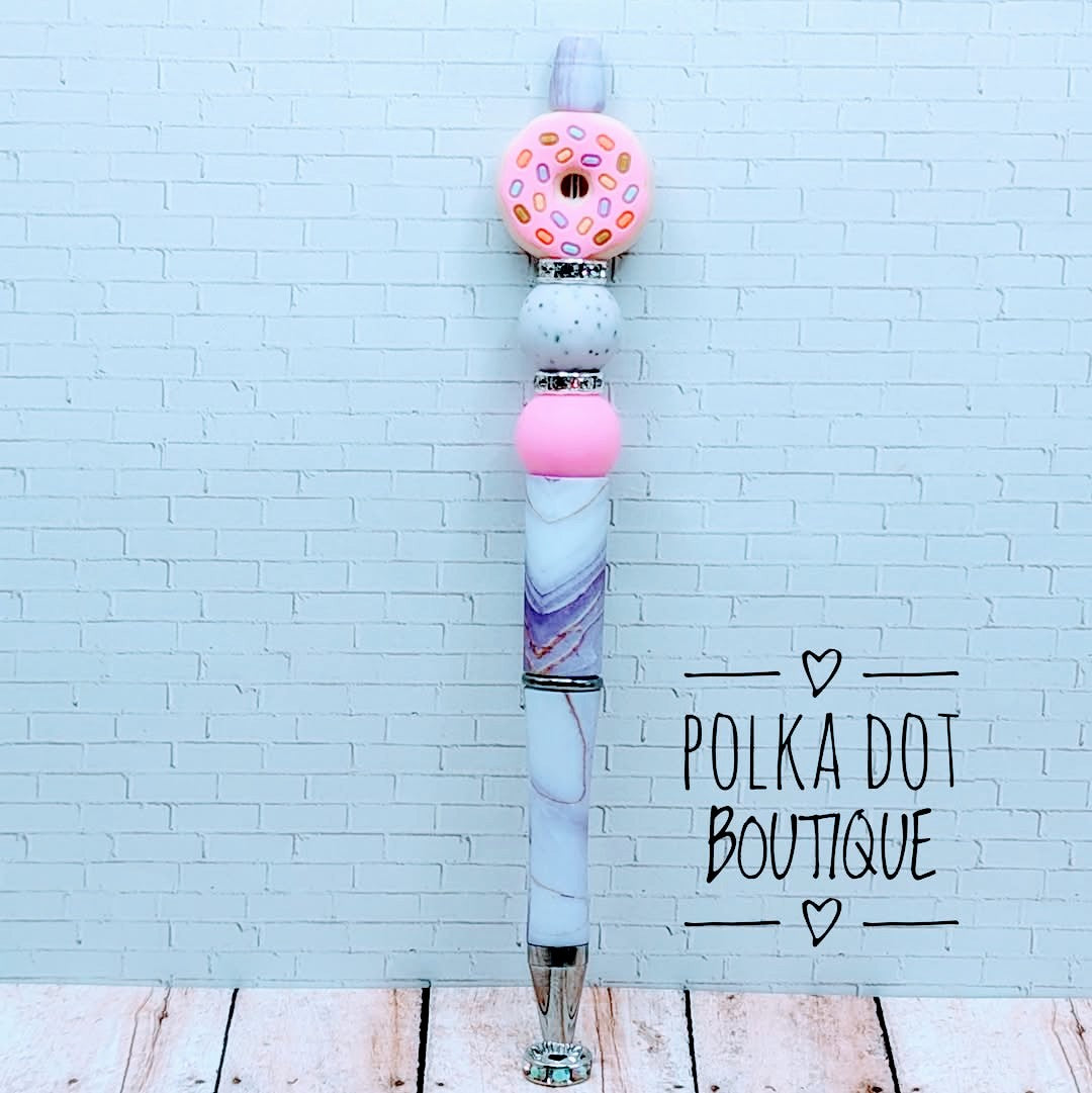 Donut : Pink Silicone Beaded Pen