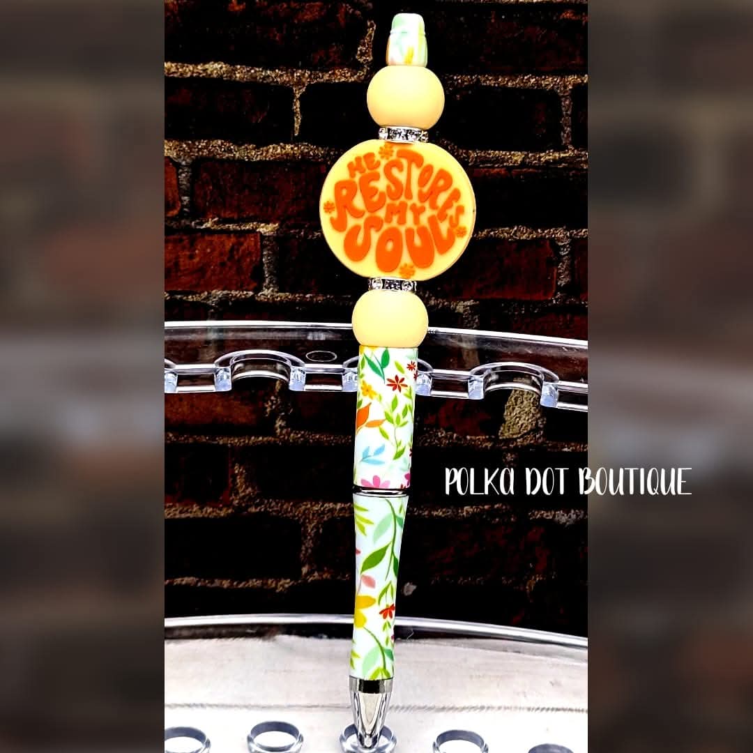 He Restores my Soul Silicone Beaded Pen