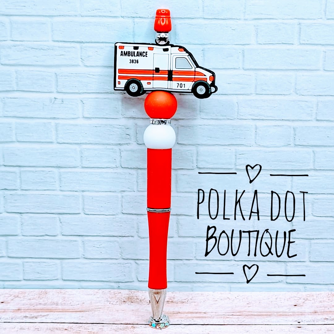 Ambulance Truck Silicone Beaded Pen
