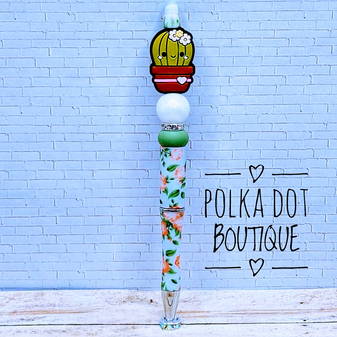 Cactus : Green Silicone Beaded Pen