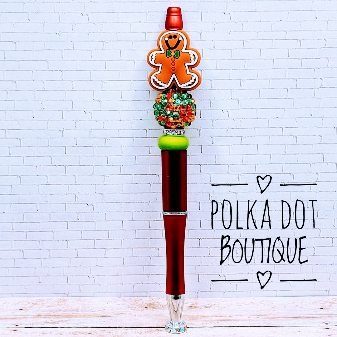 Gingerbread Silicone Beaded Pen