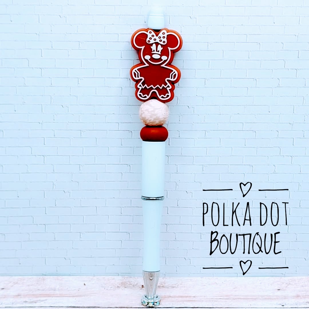 Minnie Gingerbread Silicone Beaded Pen