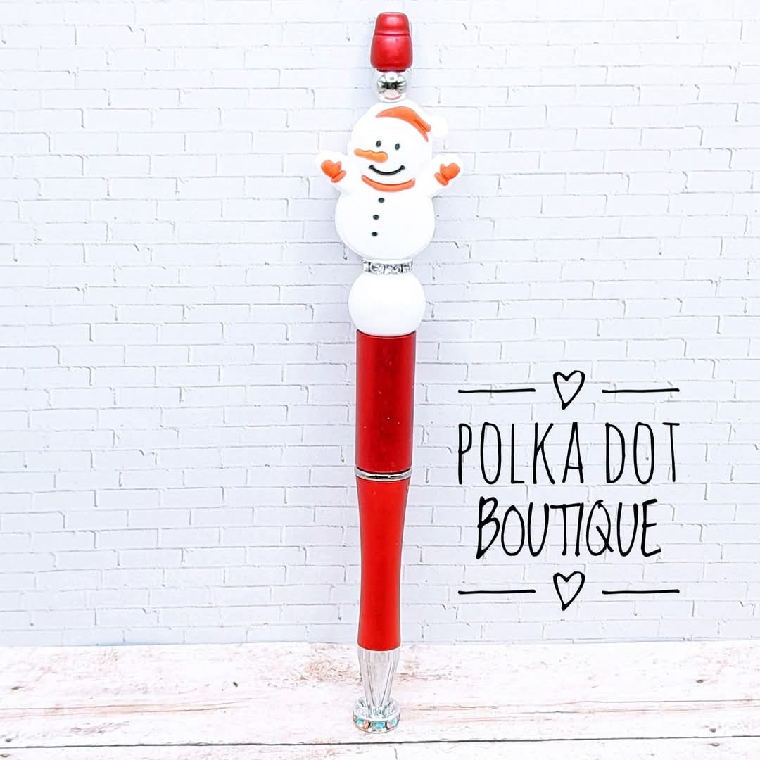 Snowman Silicone Beaded Pen