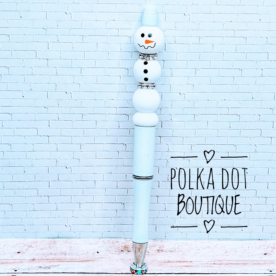 Snowman Silicone Beaded Pen