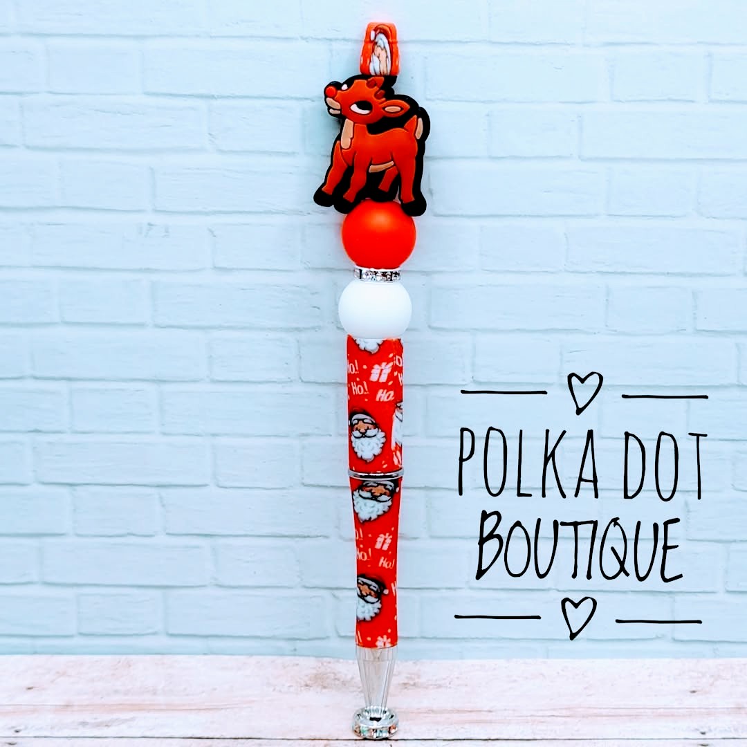 Rudolph Silicone Beaded Pen