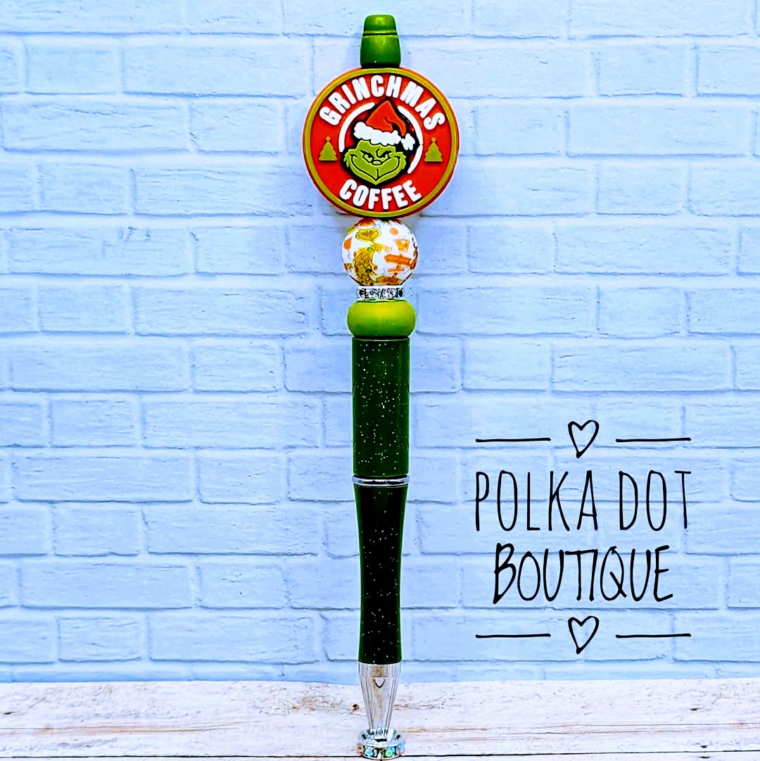 Grinch Coffee Silicone Beaded Pen