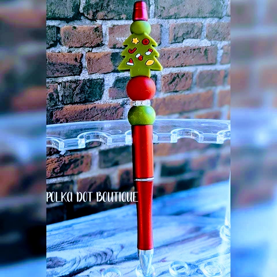 Christmas Tree Silicone Beaded Pen