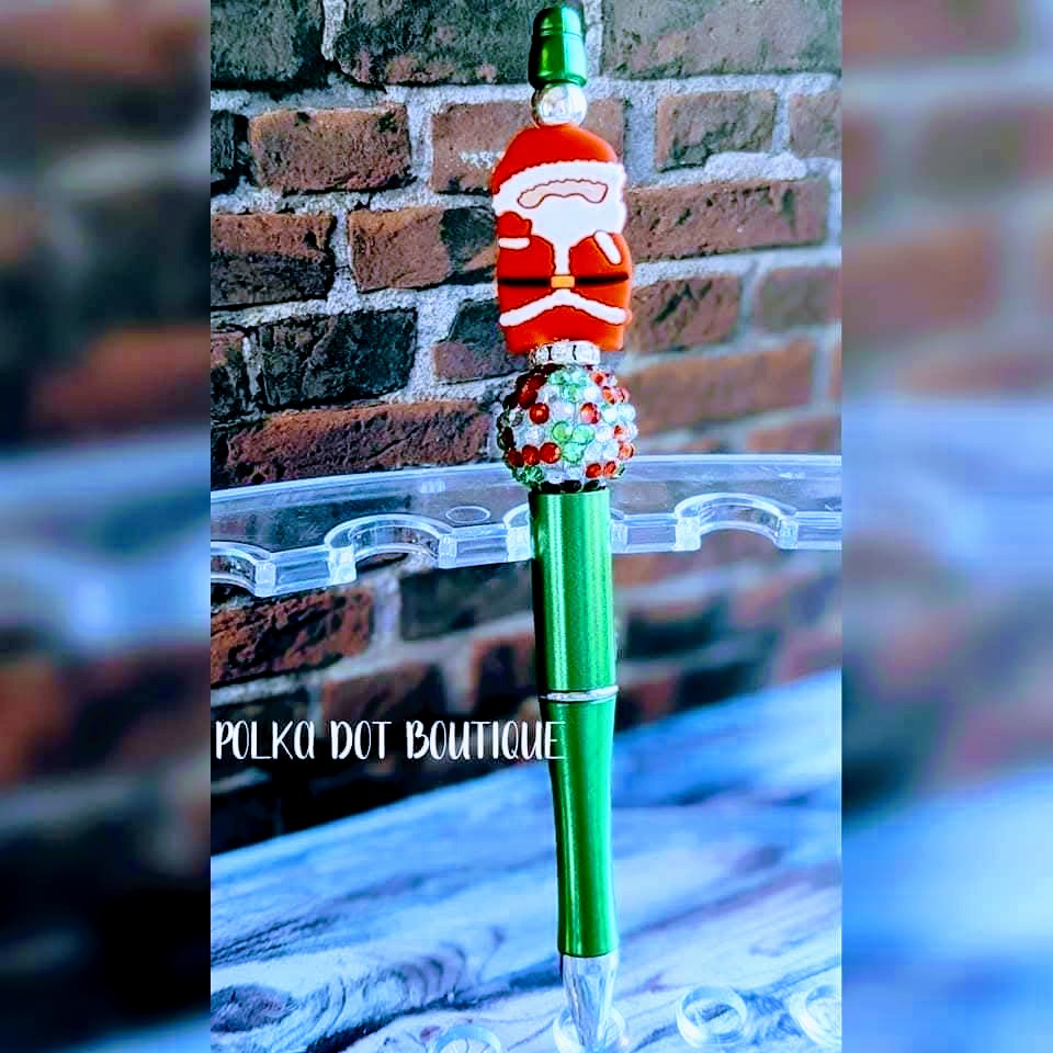 Santa Silicone Beaded Pen